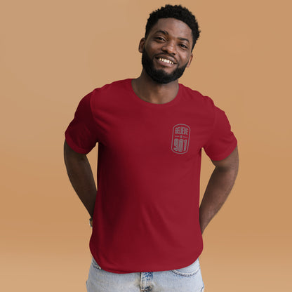 Believe in 901 T Shirt (Crimson Red & Gray)