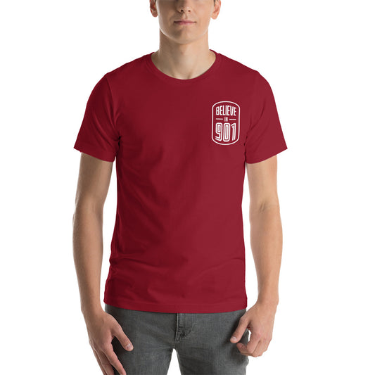 Believe in 901 T Shirt (Cardinal and White)