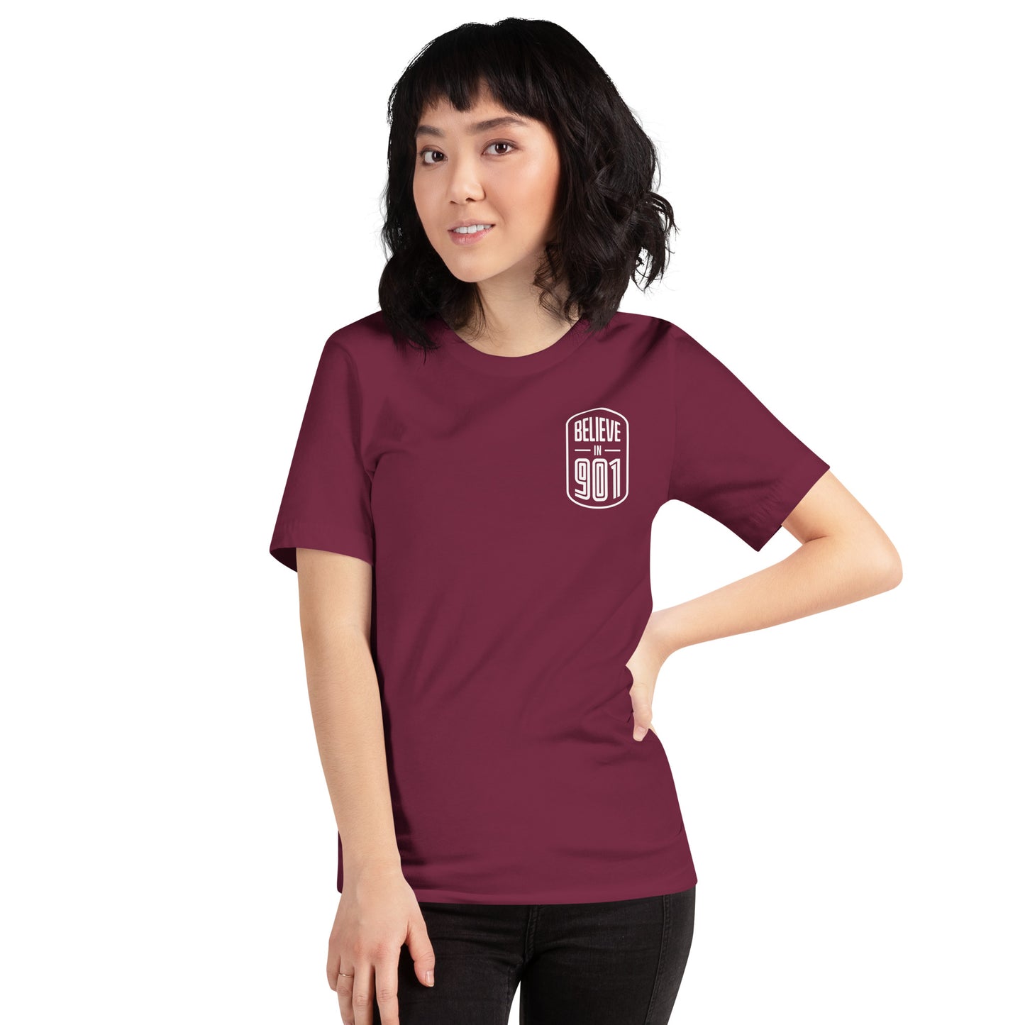 Believe in 901 T shirt (Maroon and White)